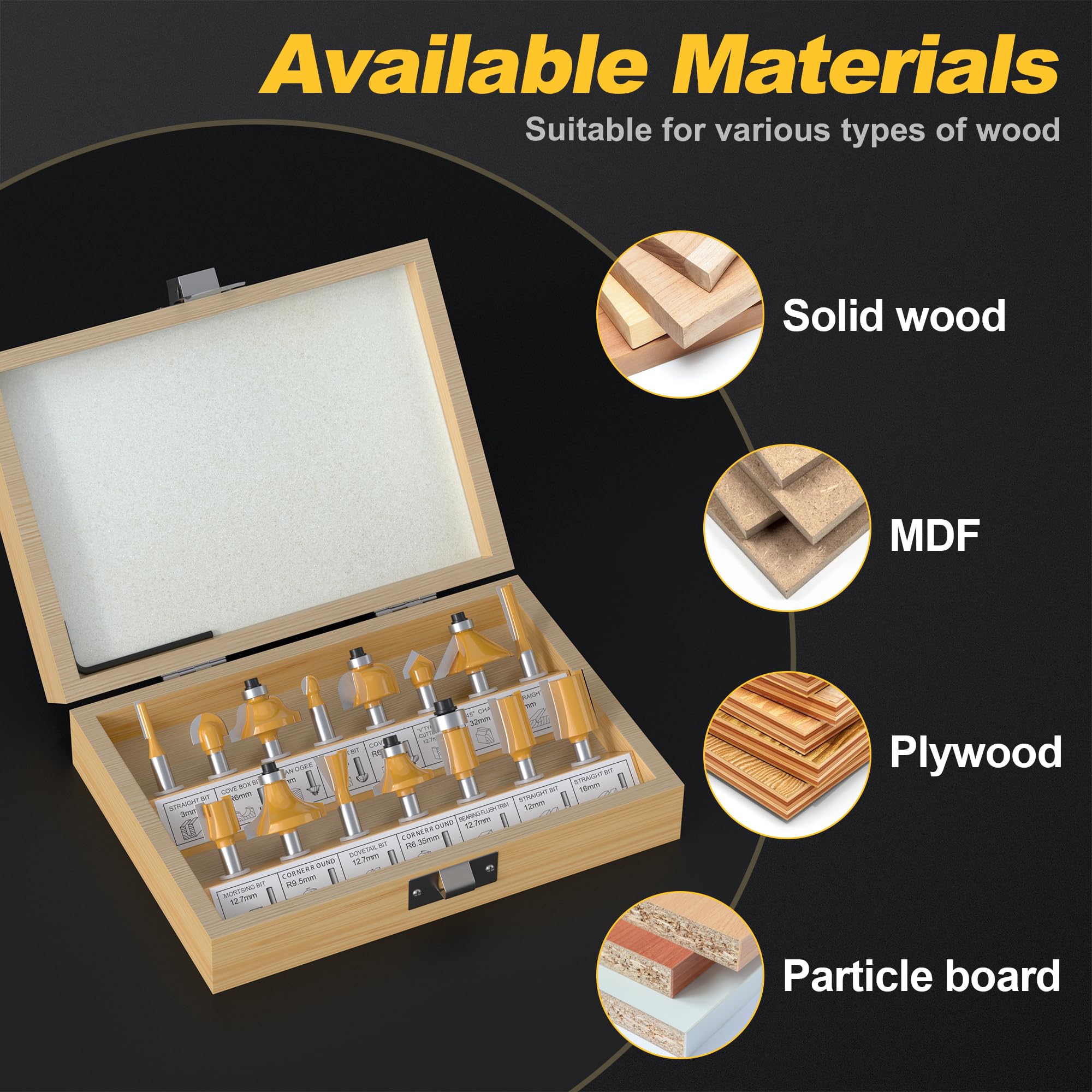15 Router Bit Set - Tungsten Carbide, 1/4 Shank -4