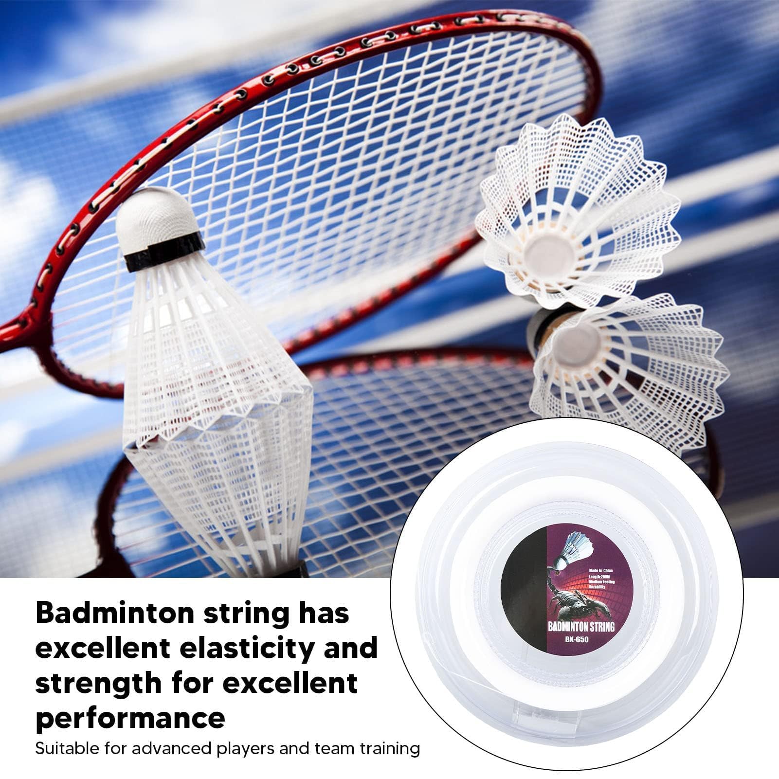 Corda per Racchetta da Badminton, della Corda da Linee di Ricambio Nylon Durevole Alta Flessibilità Corda per Racchetta da Badminton Corda per Racchetta Corda per Accessori per Badminton