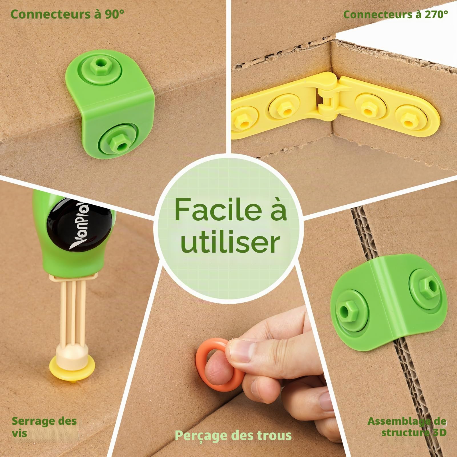 Jeu de Construction en Carton 158 Pièces - Kit Créatif DIY avec Cutter Sécurisé, Rouleau et Tournevis - Jouet Éducatif Cadeau pour Enfants de 5 6 7 8 9 Ans