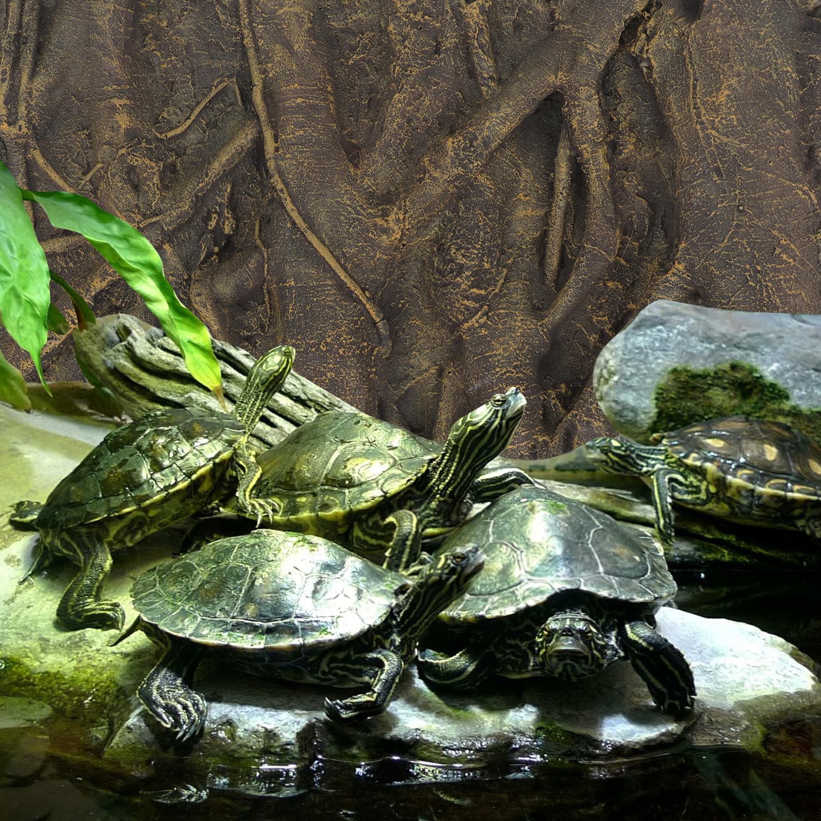 POPETPOP Tablero de fondo de terrario, placa de fondo de raíz 3D para decoración de acuario, telón de fondo de corteza para acuario, peceras,