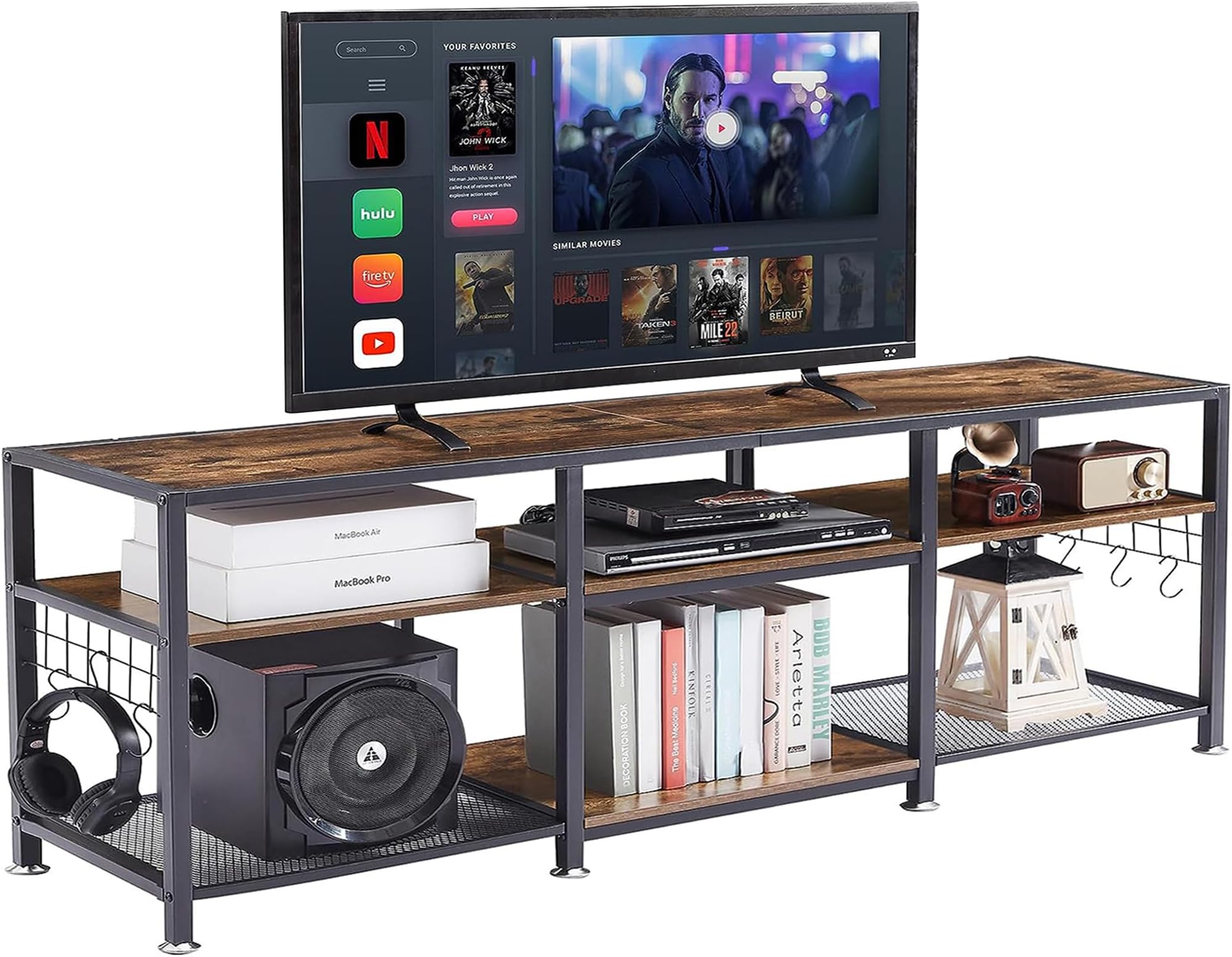 Amazon.com: VECELO TV Stand for Televisions up to 65 Inch, Industrial ...