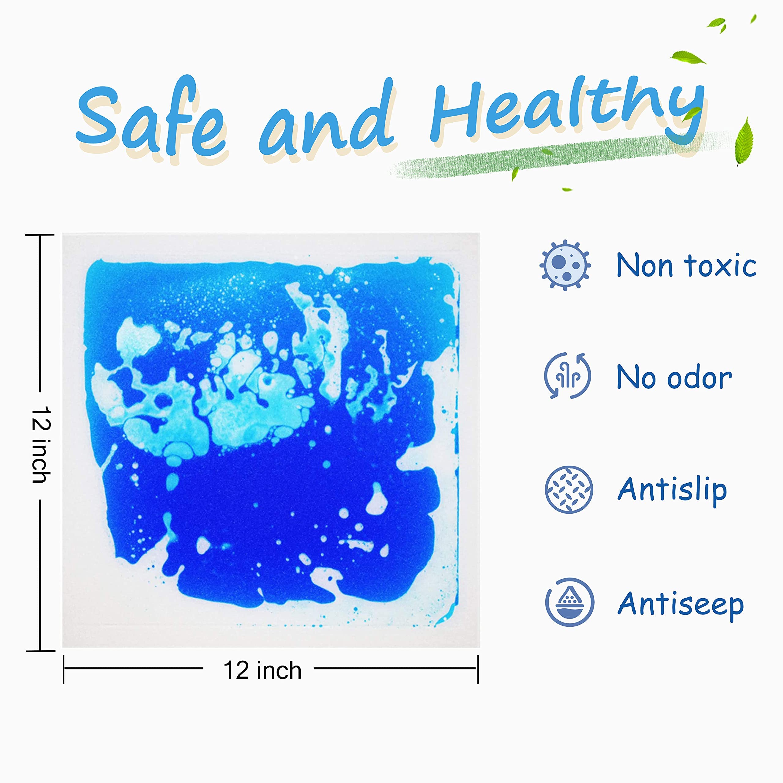 Azulejos sensoriales líquidos para niños, azulejos decorativos para autismo, juguetes de aprendizaje temprano, tapetes de juego de actividades con respaldo antideslizante, juego de 4 colores 3