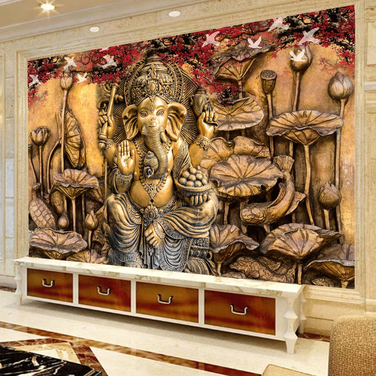 LMW Ganesha Wallpapers for Temple, Religious Places Home, Living Room, Office Decor etc (B0CJQ47YR5) Amazon Price History, Amazon Price Tracker