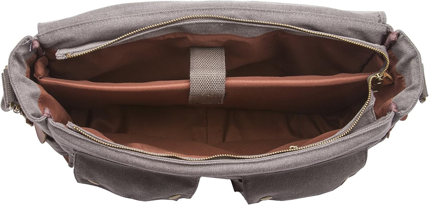 Frее Shірріng оƒƒеr Sweetbriar Classic Laptop Messenger Bag, Gray - Canvas Pack Designed to Protect Laptops up to 15.6 Inches