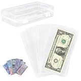 Uncle Paul 200 Pieces Dollar Bill Holder with Storage Box, Clear Paper Money Sleeves Currency Sleeves and Holder Money Collection Sleeves Bank Note Sleeves for Collector PN02