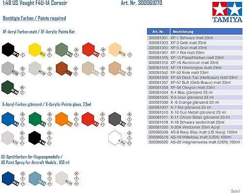 Miniatura 3 de Tamiya Modelos Vought F4U-1A - Kit de modelo Corsair
