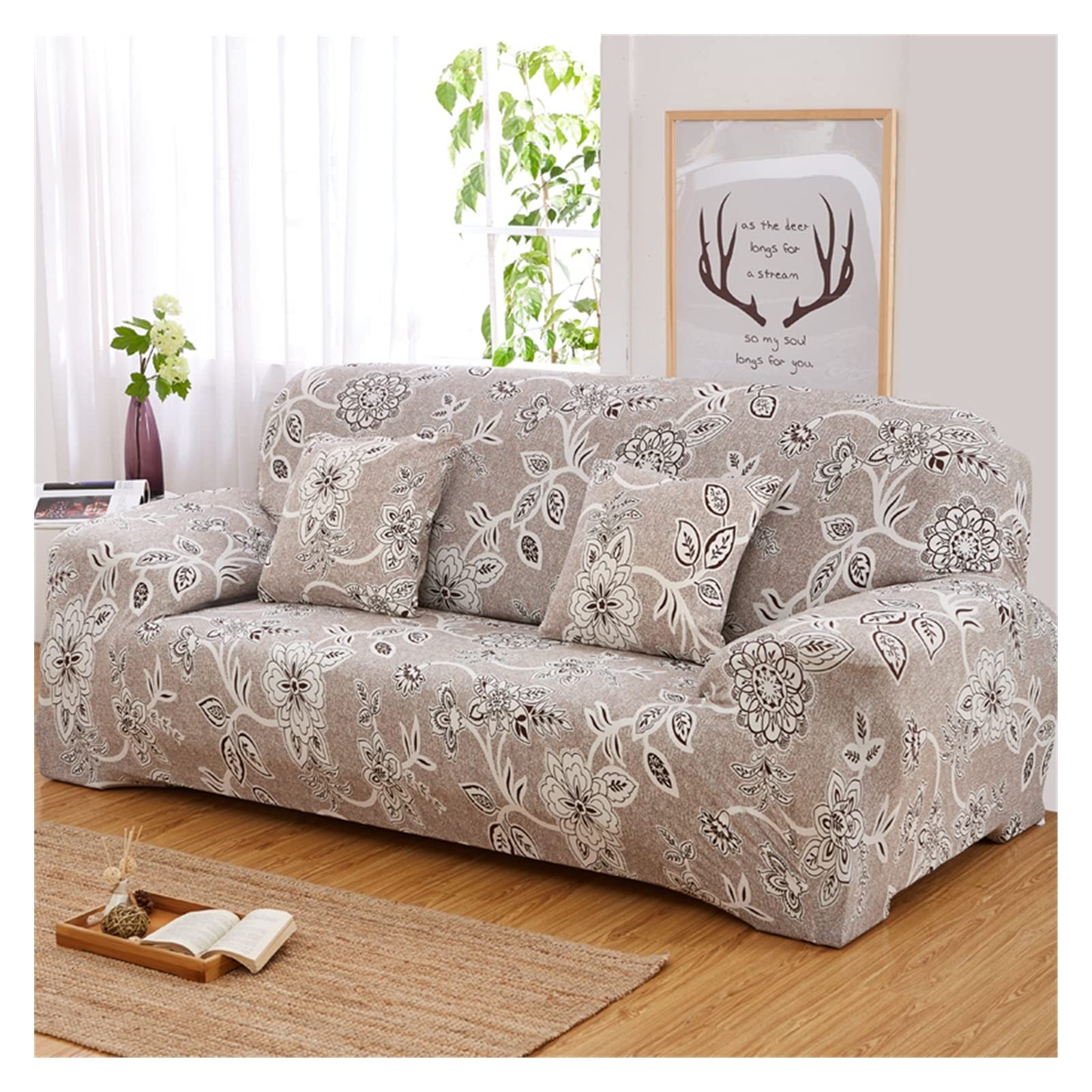 Floral Pattern Elastic Stretch Universal Sofa Covers Sectional Throw Couch Corner Cover Cases For Furniture Armchairs Home Decor sofa set (Color : 2, Size : 4 Seater)
