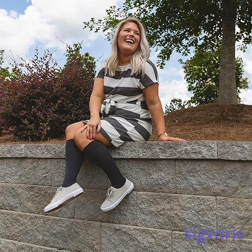 Miniatura 8 de SIGVARIS Womens Essential Cotton 230 Closed Toe Calf-High Socks 20-30mmHg