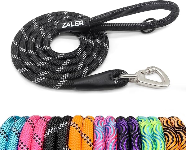 ZALER Rope Dog Leash, 50/30/20/15/10/6/5/4ft Reflective Dog Leashes with Carabiner, Heavy Duty Dog Training Lead for Lar