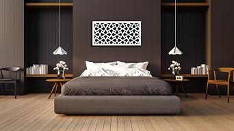 VIMA (Gibbous) Decorative Wall Art Panel - 48 L x 24 W x 3/8H, White Color PVC Board Panel with Private Screen Fence Design for Home Renovation & Wall Decor