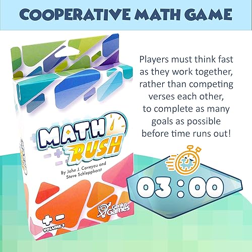 Miniatura 4 de Math Rush Sumación y resta (Volumen 1) - Un juego cooperativo de cartas flash de matemáticas basado en el tiempo para niños de 8 a 12 años, juegos