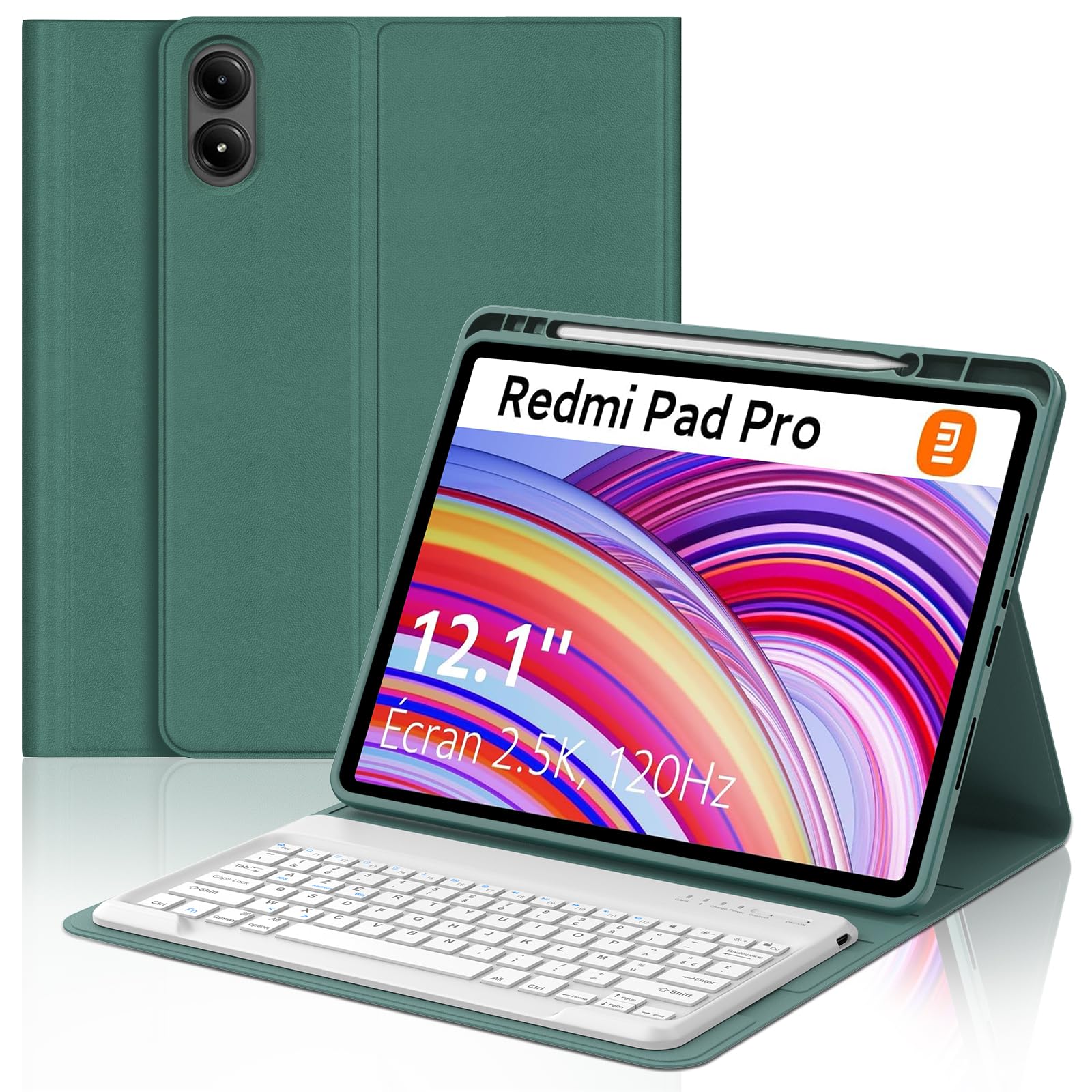 Custodia Con Tastiera Per Redmi Pad Pro 12.1 2024 / Xiaomi Pad POCO 12.1 - Tastiera Retroilluminata 7 Colori, Trackpad, Layout Italiano QWERTY!