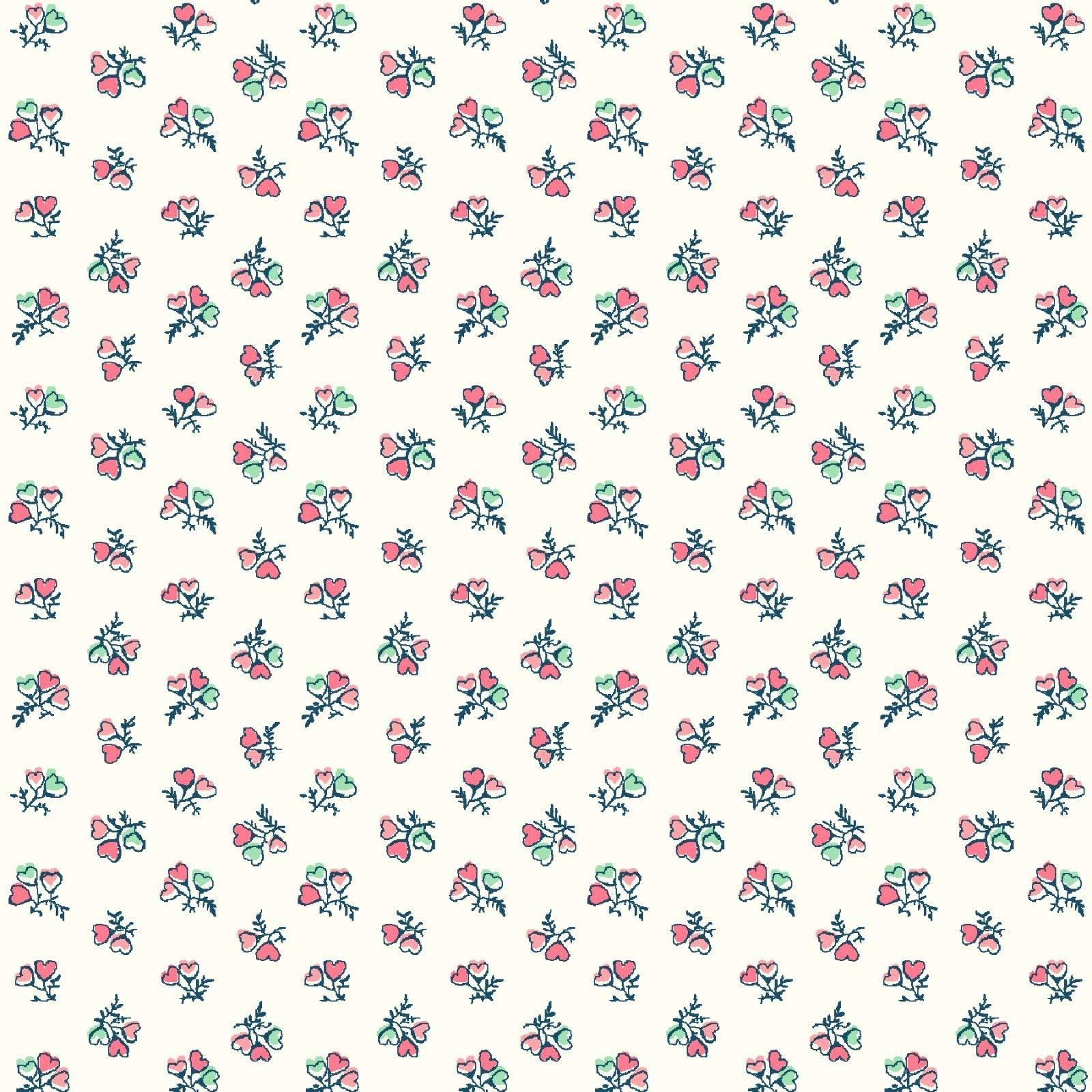 Fat Quarter Liberty Tea For Two Heart Bouquet Cotton Quilting Sewing Fabric