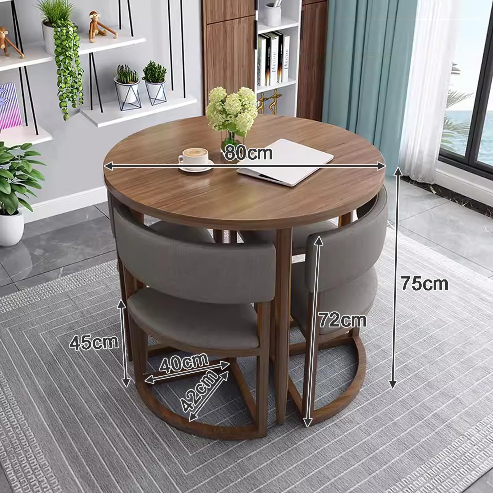 ダイニングテーブルセット　80cm×80cm Amazon｜80CM 4人用ラウンドダイニングテーブルセット、アパート