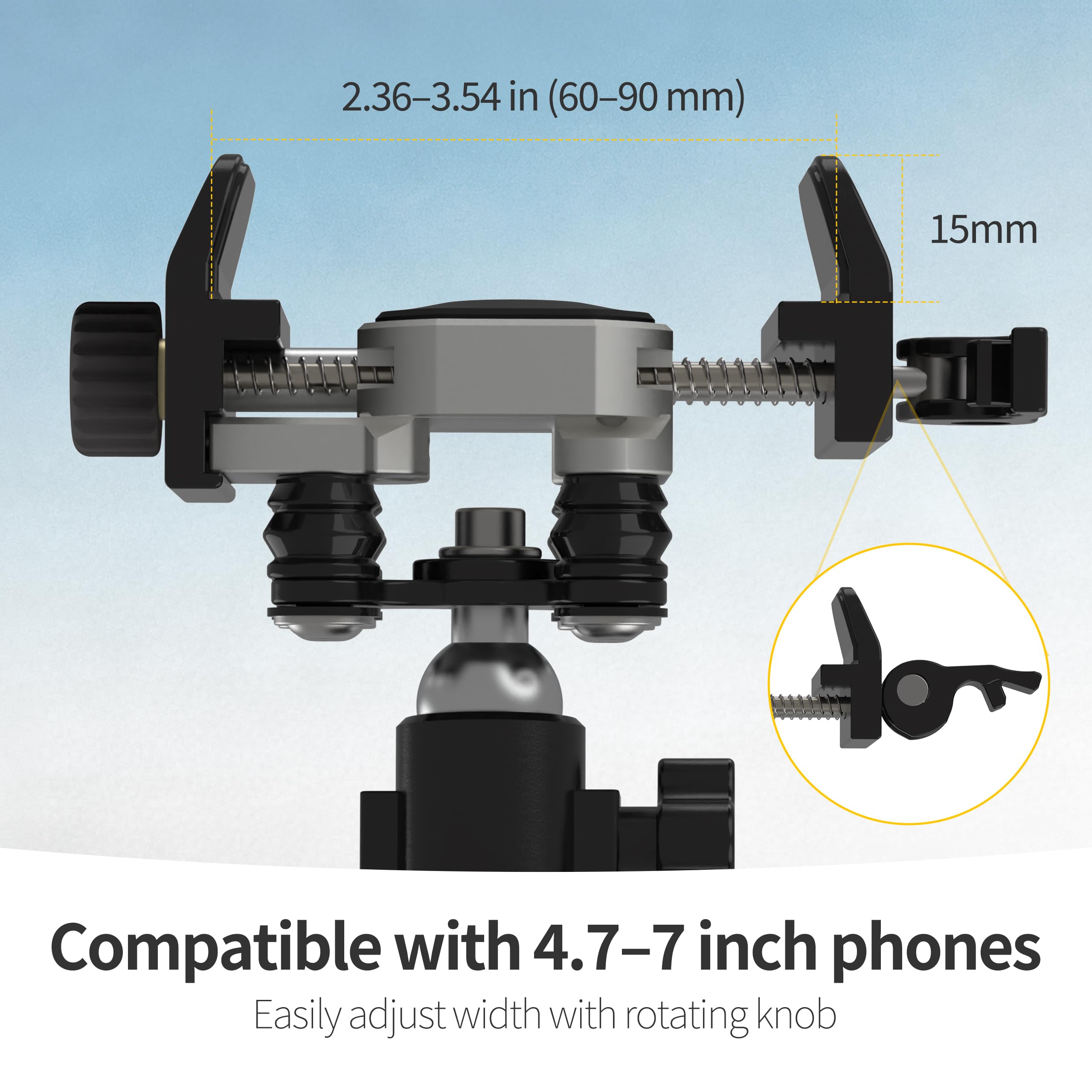 Support téléphone d'Anti-Vibrations Moto et vélo, pour iPhone | aluminium avec amortisseur de vibrations, rotatif à 360° pour moto, vélo et scooter, pour iPhone 17/Air/16 Pro Max et phones