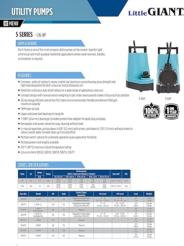 Miniatura 8 de Little Giant 5-ASP-LL 505717 Bomba de aluminio automática de aluminio de 115 voltios, 16 HP, 1500 GPH con interruptor de diafragma trasero a