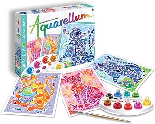 Sentosphere Aquarellum Malset für Kinder, Motiv Katzen, große Malvorlagen, Bastelset, Kreativ-Set, DIY