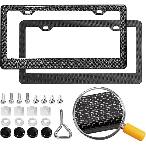 Real Carbon Fiber License Plate Frame, 100% Pure Carbon Fiber Frame, Black License ...