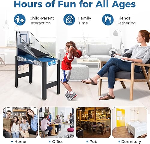 Miniatura 6 de Giantex 6 in 1 Multi Game Table, Combo Game Table w/Basketball, Billiards, Ping Pong, Hockey, Shuffleboard, Bowling for Home, Game Room, Friends &