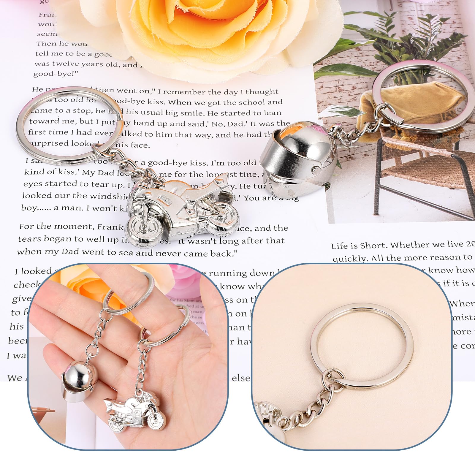 2PCS Motorcycle & Motorcycle Helmet Keychain, Motorbike Keyring Motorcycles Gift Metal Car Keychain Pendant Decoration Idea Biker Gift Keychains Pendant — view 4