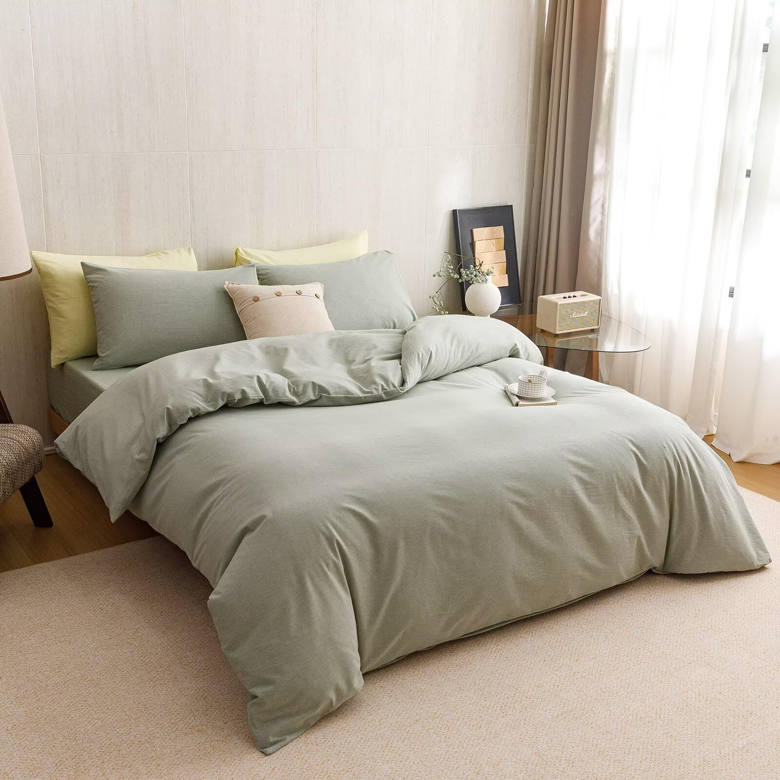 Washed Cotton Comforter Set - Twin 3Pcs -3 Washed Cotton Comforter Set - Twin 3Pcs -3