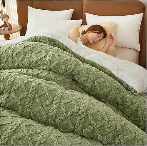 Edredón de tela de cachemira, edredón de invierno, manta de cachemira de cordero gruesa, edredón de cama suave y cálido, manta gruesa de franela