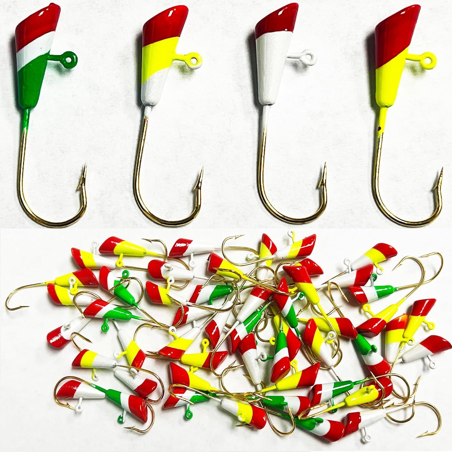 Fishing Jig Heads Hooks Set, 50 pcs Assorted Painted Jig