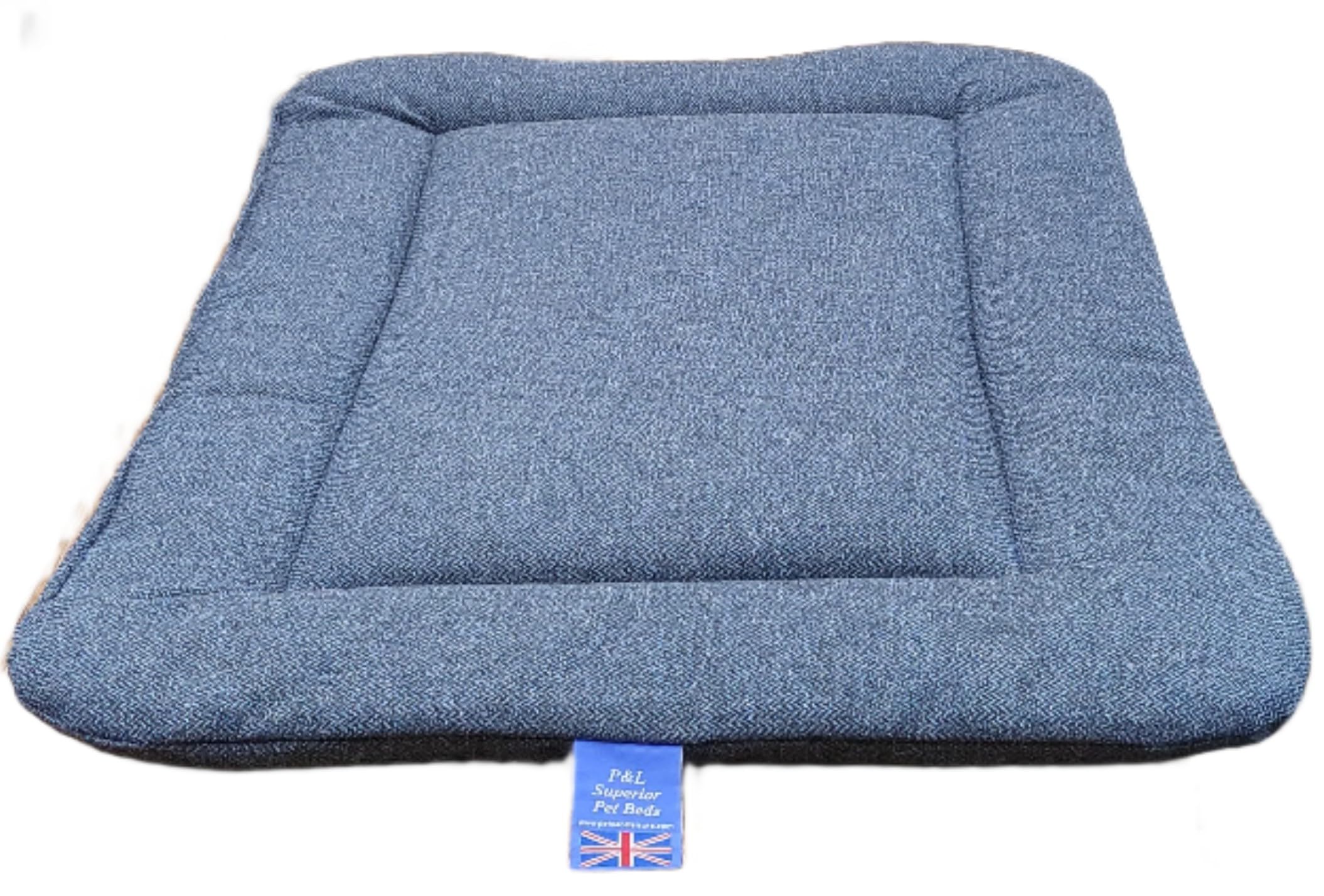 P&L Country Dog Beds Orkney Tweed Rectangular Dog Pad, Blue, 78-122cm Length, Machine Washable (Blue, Extra Large)
