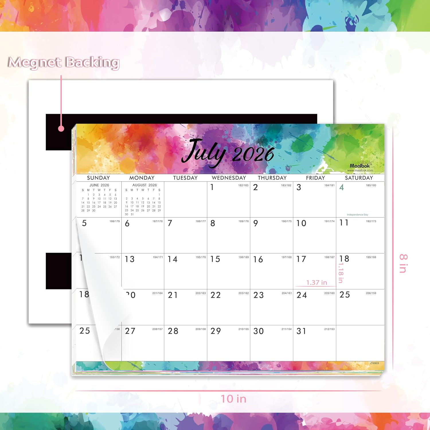 Magnetic Calendar 2026-2027 - July 2026 - December 2027, 18 Months Calendar 2026-2027, Magnetic Monthly Calendar, 8" x 10", Tear-off Pad thumbnail
