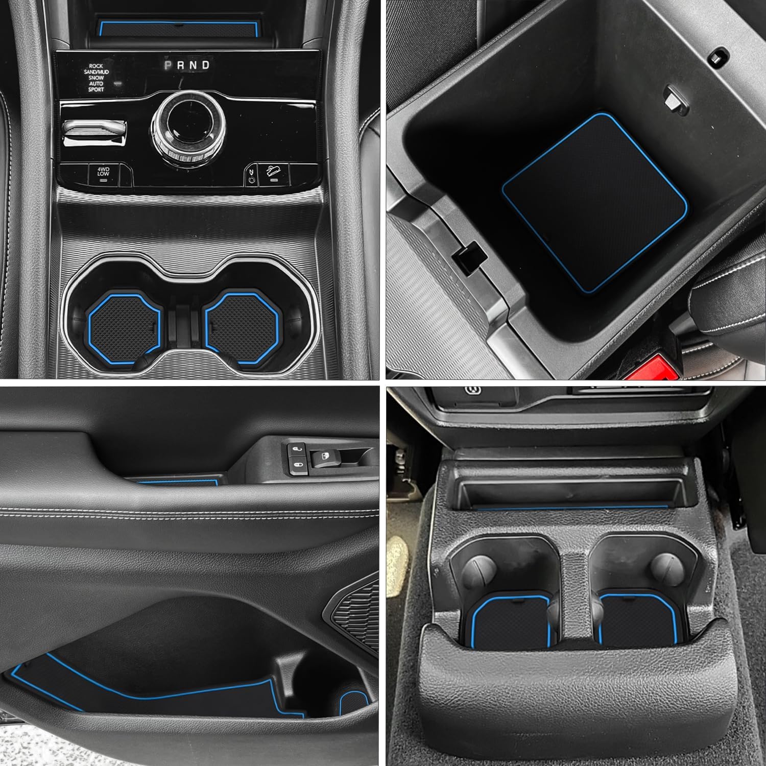 Auovo Center Console Mats Compatible with Grand Cherokee L Accessories 2021 2022 2023 2024 2025 Cup Holder Coasters Pads Door Liners Car Interior Decoration(31pcs/Set, Blue)