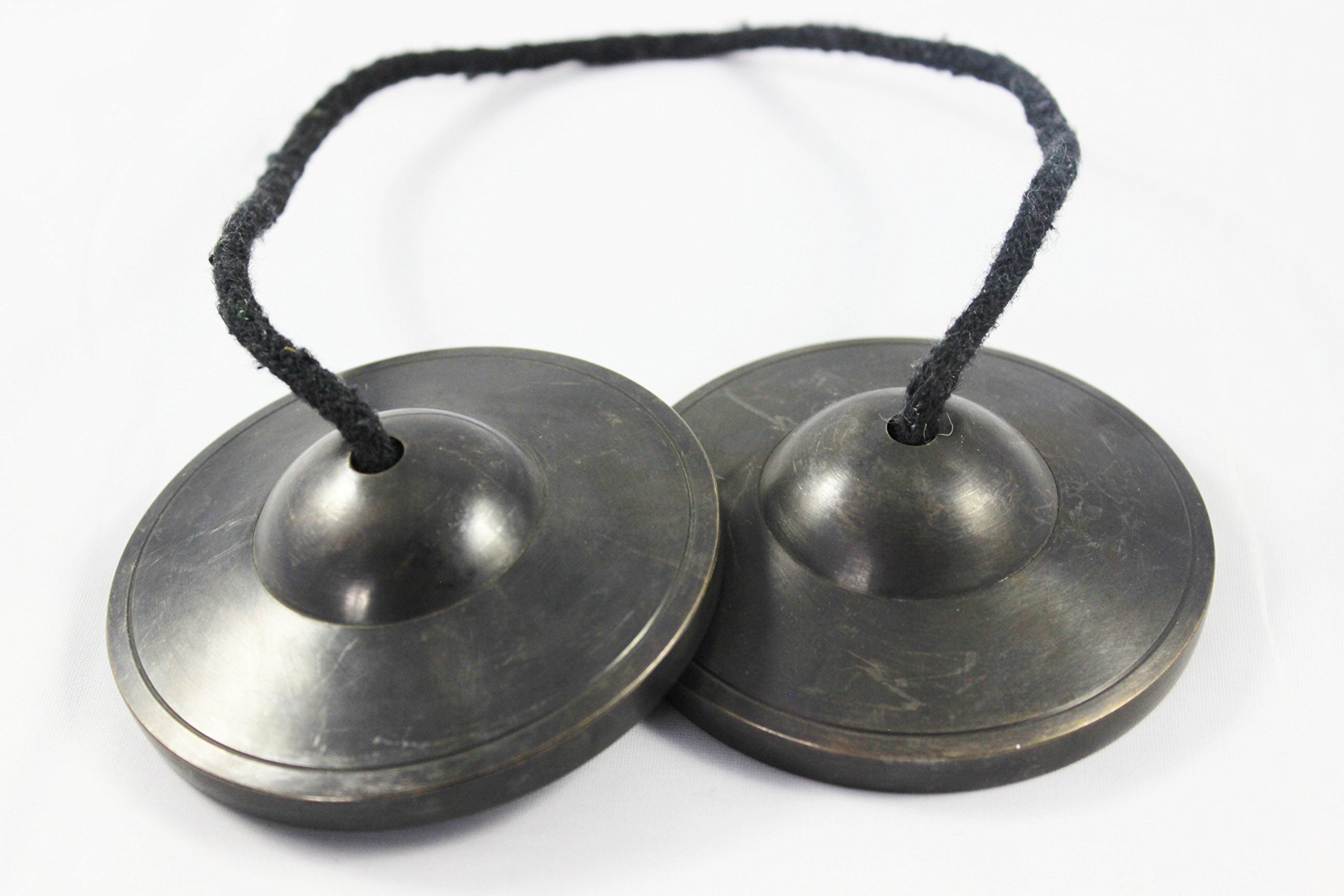 Tingsha/Tibetan Meditation Bell/Finger Cymbals with free Silk Case by Nepalese Handicraft Zone (Dark(Antique Color))