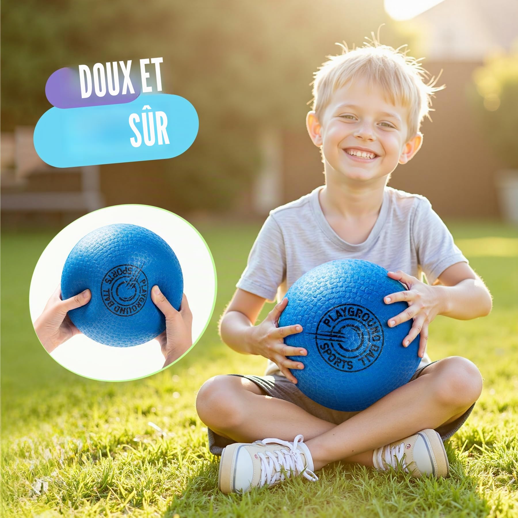INPODAK Ballons de Jeux 8.5 Pounces Kickball Dodgeball Set Ballon Gonflable avec Pompe RainbowBall Balle Rebondissante Souple Balle pour Jardin et Plage