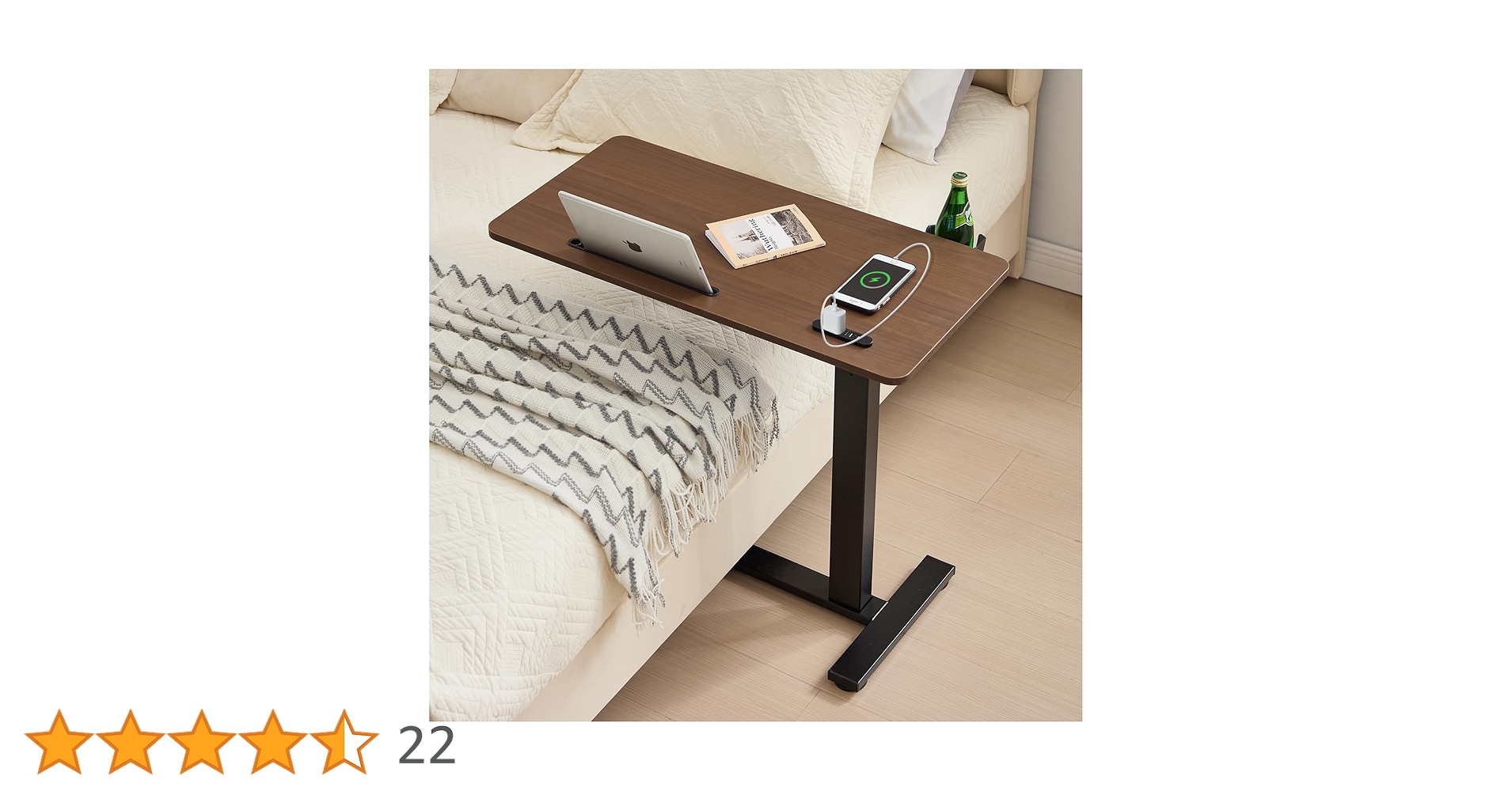 サイドテーブル キャスター付き 高さ調整 2口コンセント付き IPADホルダー付 Amazon｜LEADHIGH サイドテーブル キャスター付き 昇降式デスク