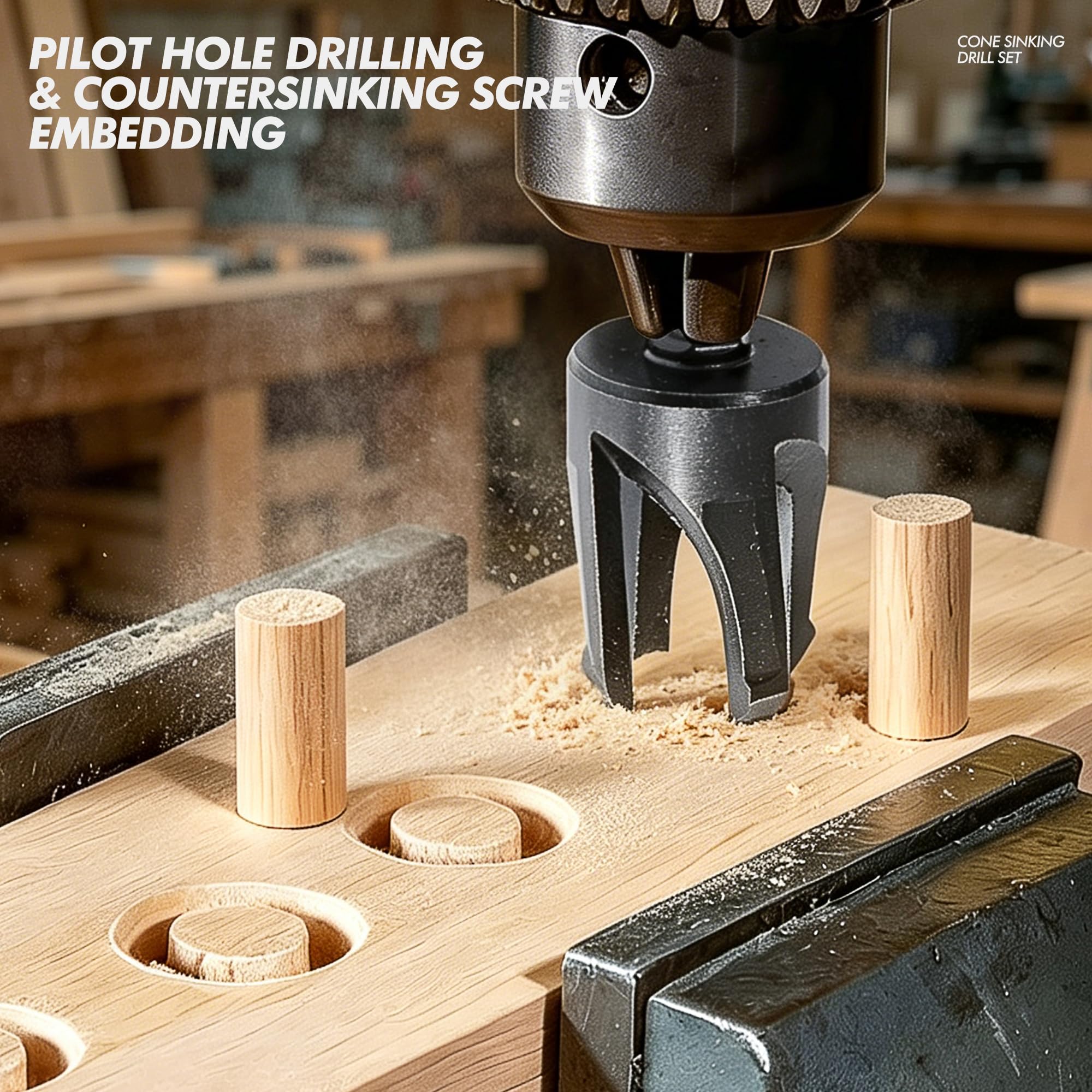 Countersink Drill Bit Set - 15 Piece Woodworking Tool -6 Countersink Drill Bit Set - 15 Piece Woodworking Tool -6