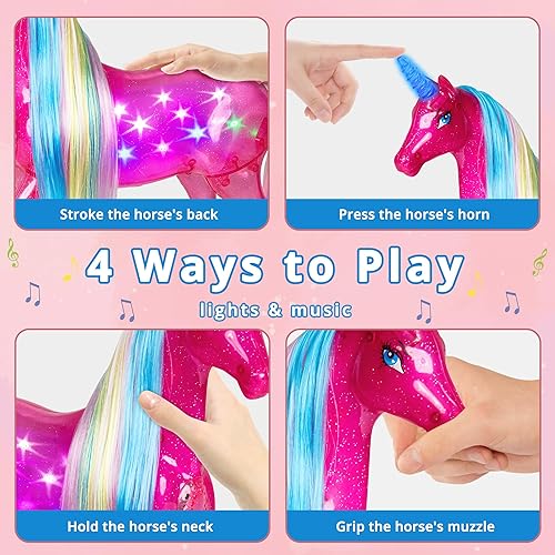 Miniatura 2 de BETTINA Juego de muñecas grandes de unicornio y princesa con luces y sonidos, juguetes mágicos de unicornio, muñecas de 11.5 pulgadas, juego de