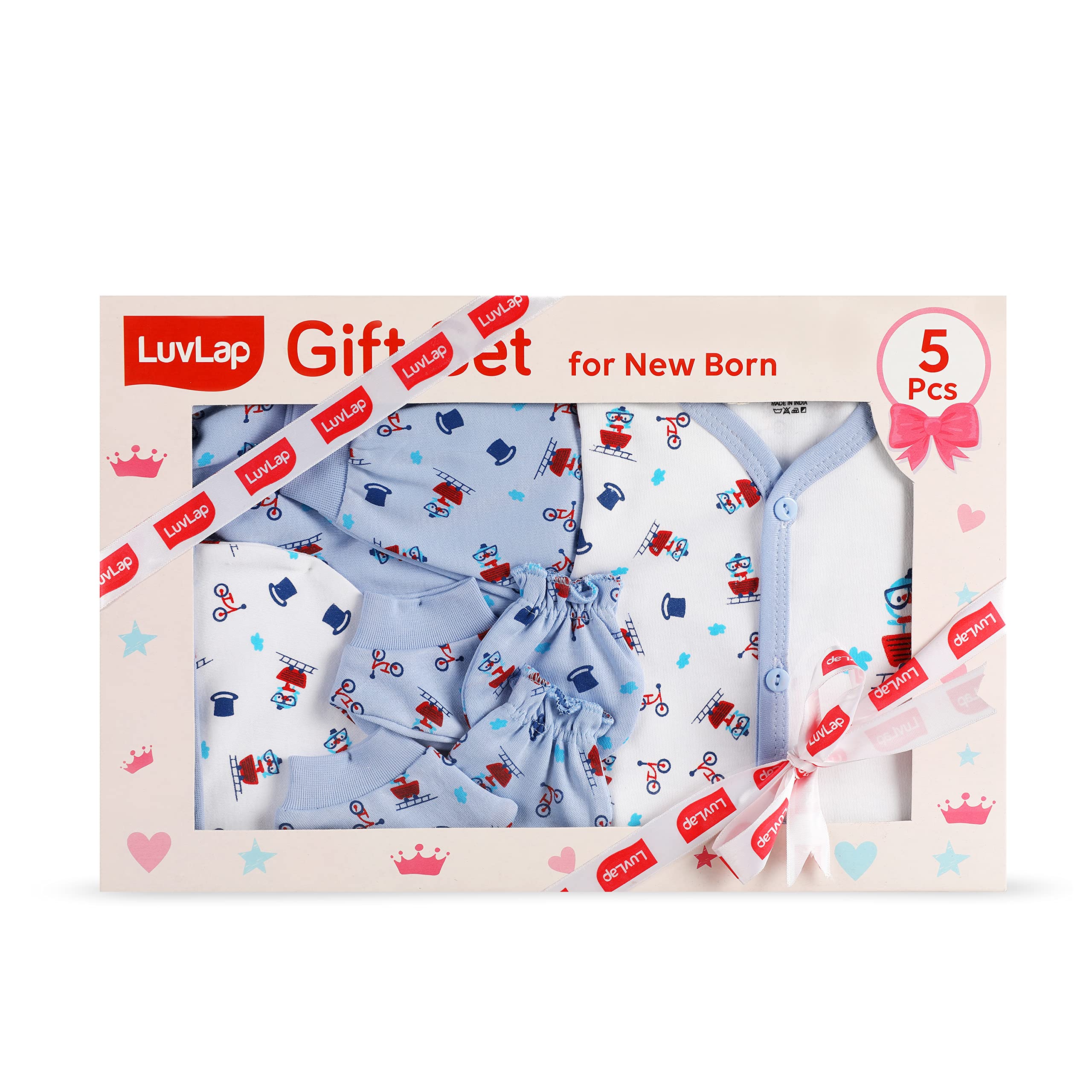 LuvLap Newborn Baby Infant Clothes Gift Set 0-3 Months, Multicolour