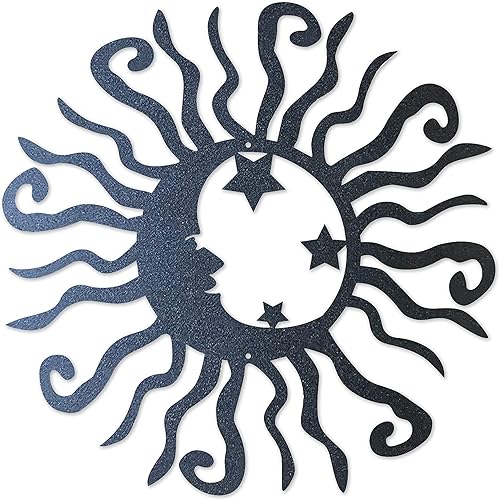 Riverside Designs Wacky - Arte de pared de metal con luna solar, decoración de acero para exteriores, resistente y resistente al agua, fabricado en