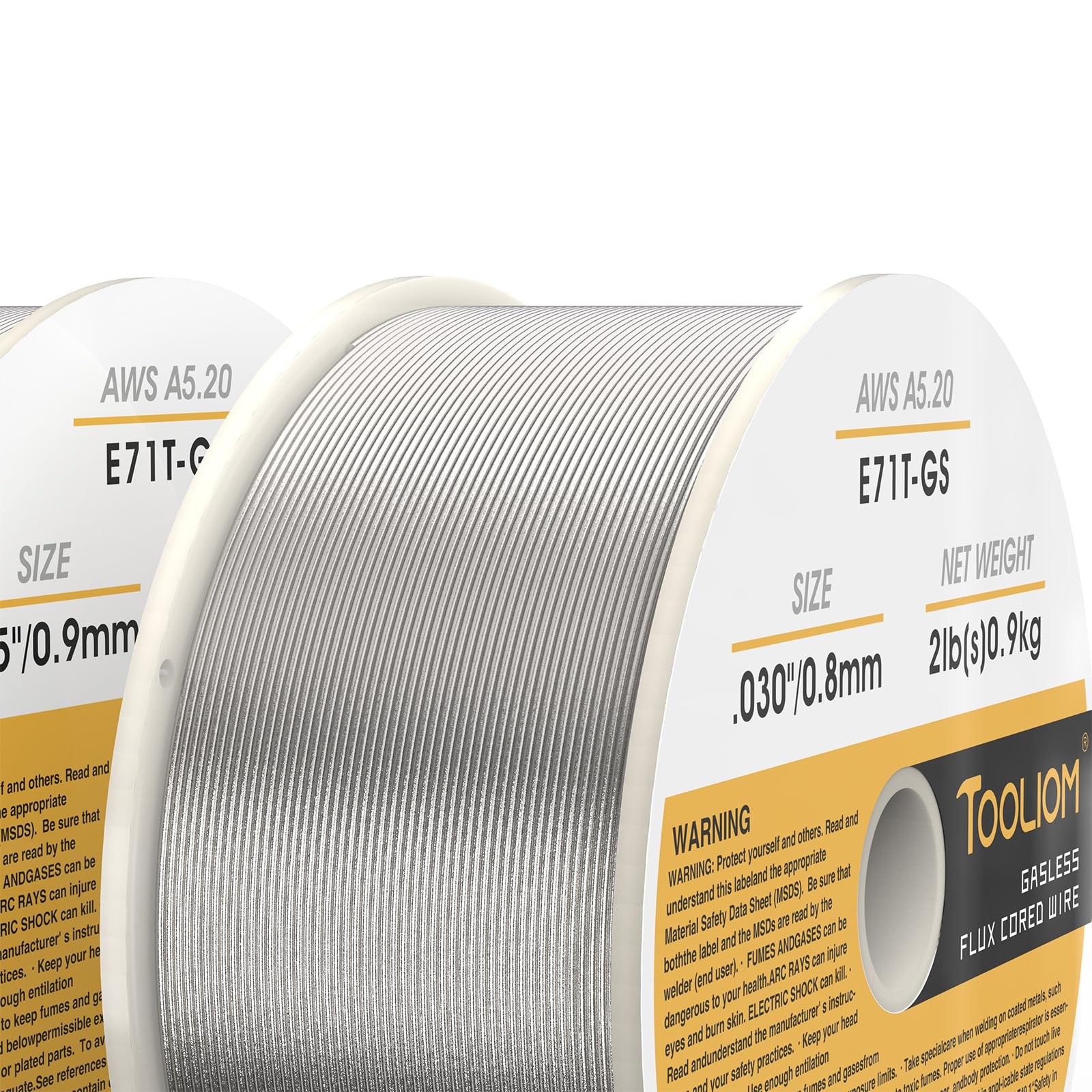 TOOLIOM E71T-GS 0.76.2 cm+0.88.9 cm alambre de soldadura de núcleo de flujo sin gas 0.9 kg | Solda acero al carbono en todas las posiciones, mínimo salpicaduras, fácil eliminación de escoria