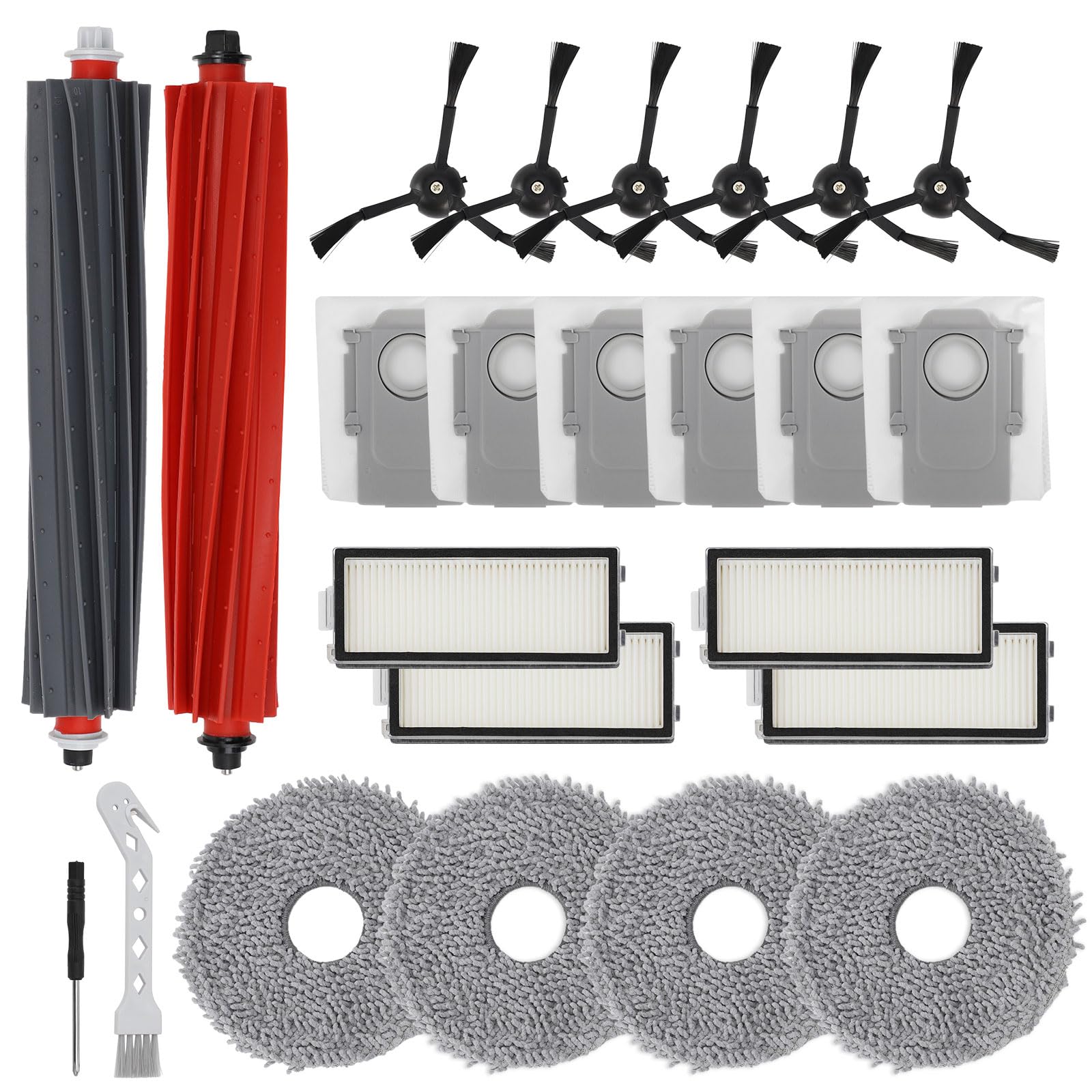 22 piezas de accesorios para robot aspirador Roborock Qrevo Master, piezas de repuesto, cepillo principal doble, cepillo lateral,