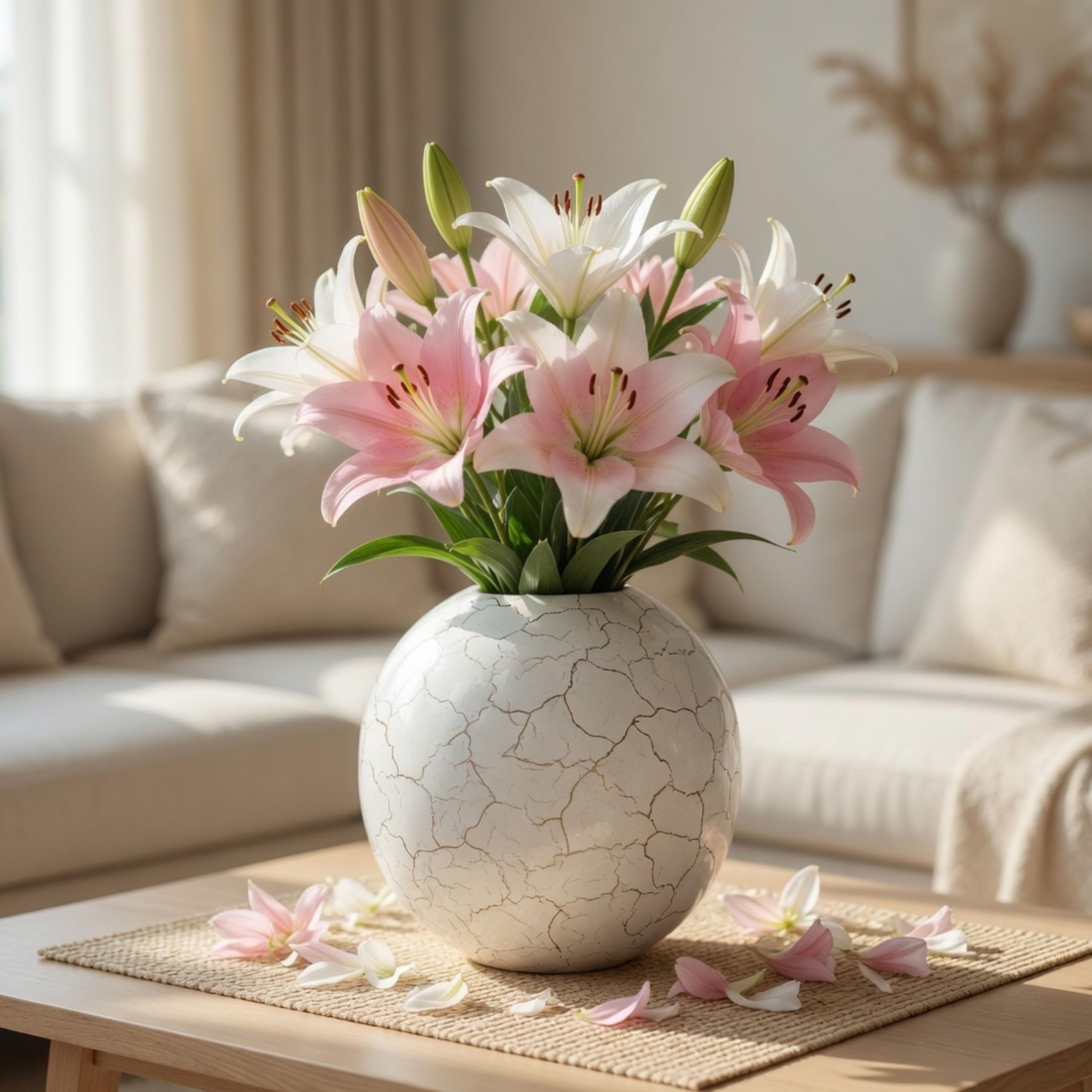 BEHOMA Metal Ball Round Metal Vase for, White | Metal flower vase in White – for fresh or artificial flower displays for living room – great wedding gift-image-1