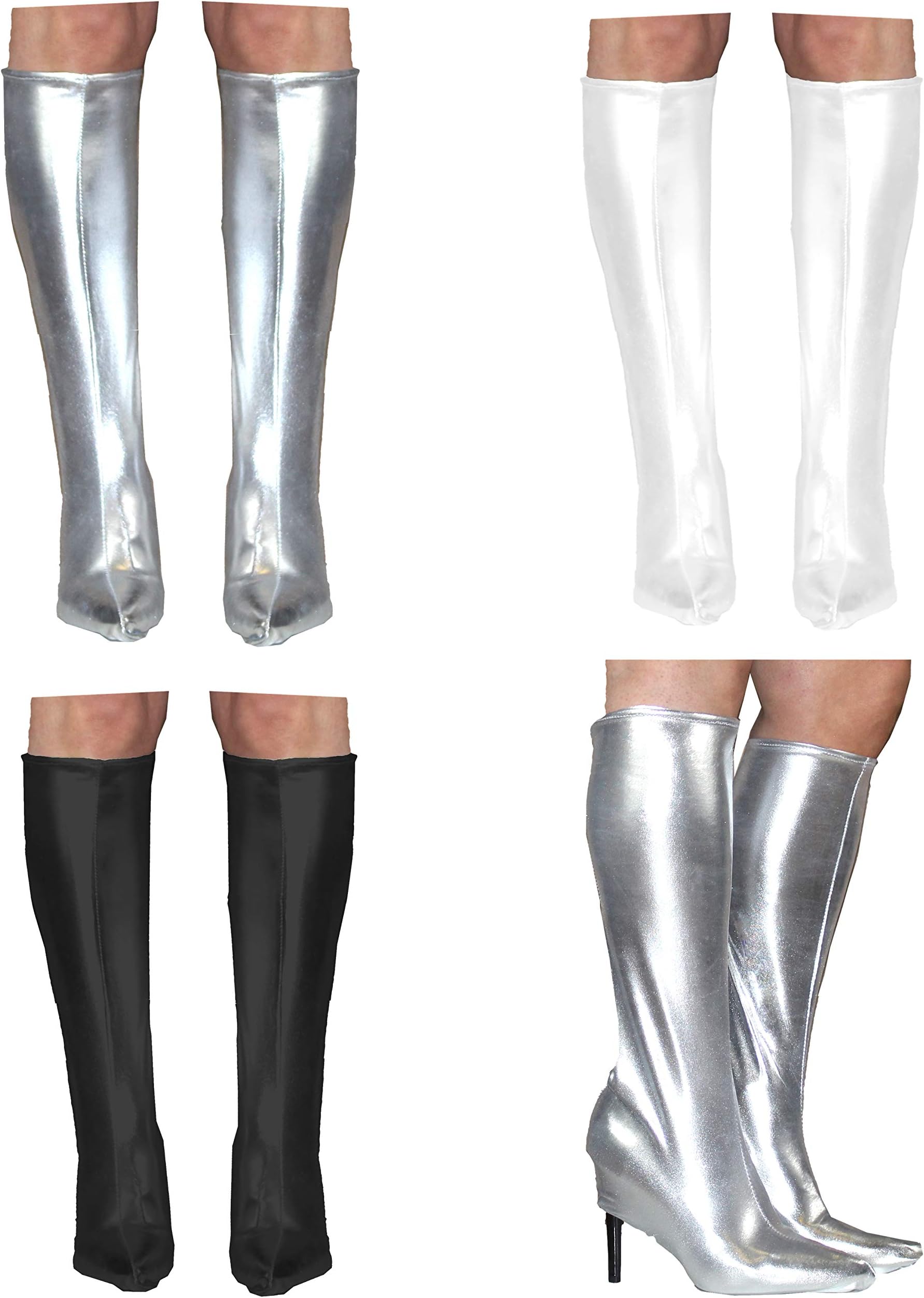 GoGo Boot Covers – Women’s 60s 70s Hippie Fancy Dress Accessory | Retro Pop Star Tight Fit Boots Cover for Disco | Adults Footwear for Halloween Party
