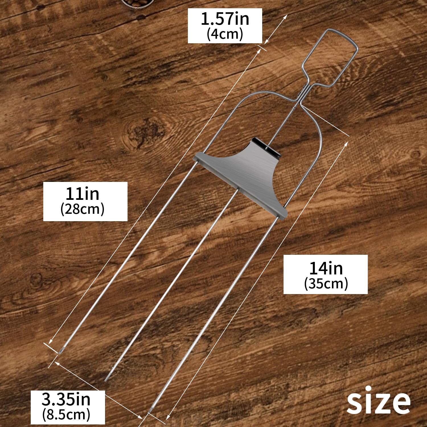 Pinchos de acero inoxidable de 3 puntas para barbacoa Pinchitos con barra deslizante, fácil extracción de alimentos, 2 pinchos, un cepillo para untar y bolsa de almacenamiento