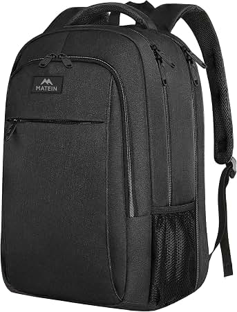 RAINSMORE Laptop Backpack 17 Inch Large Travel Backpack for Men Women Waterproof Computer Work Business College Bookbag TSA Friendly Carry on Backpack with USB Port, Black