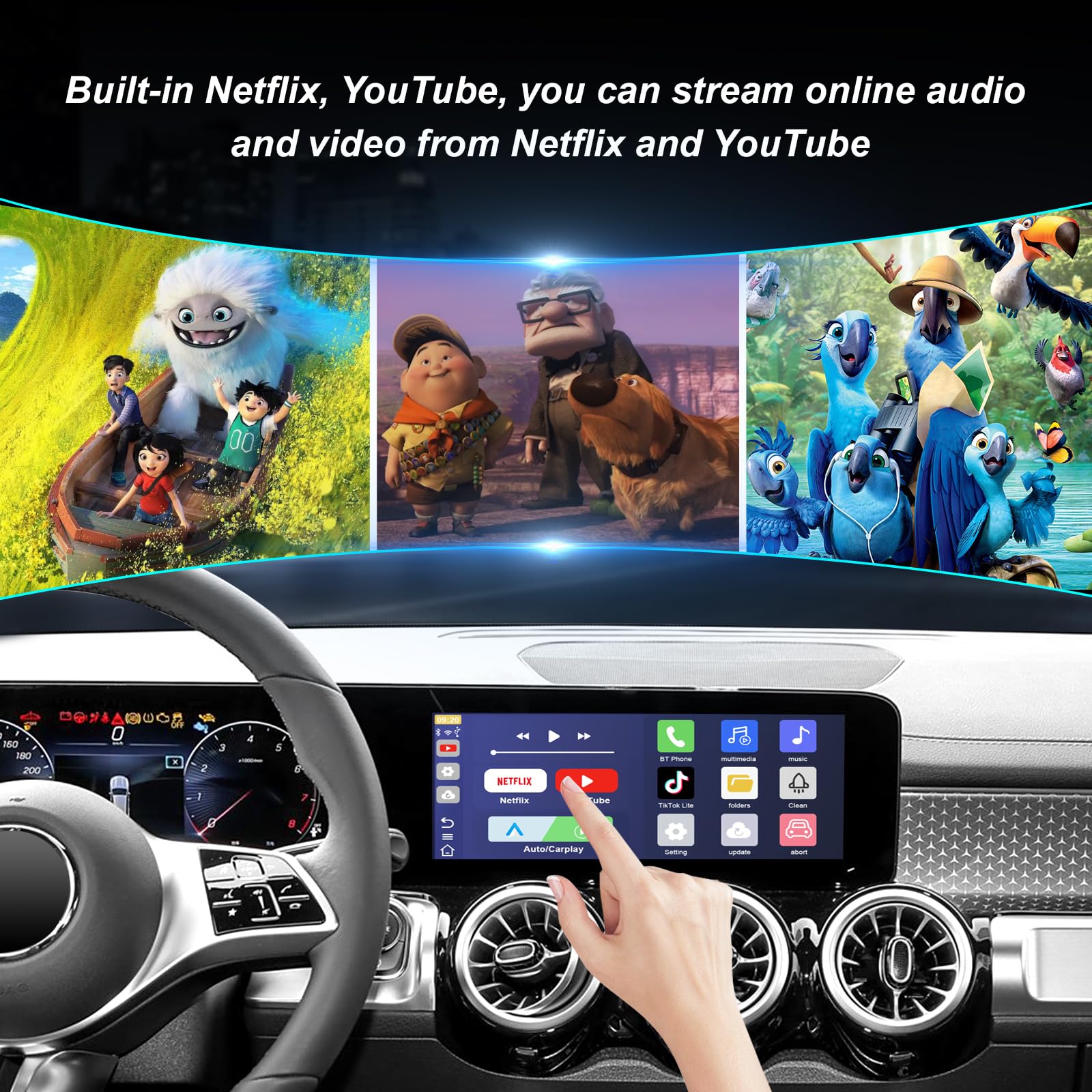 Wireless CarPlayBox with Netflix/YouTube/TF Card Convert Wired CarPlay to Wireless Adapter for Factory Wired CarPlay Car