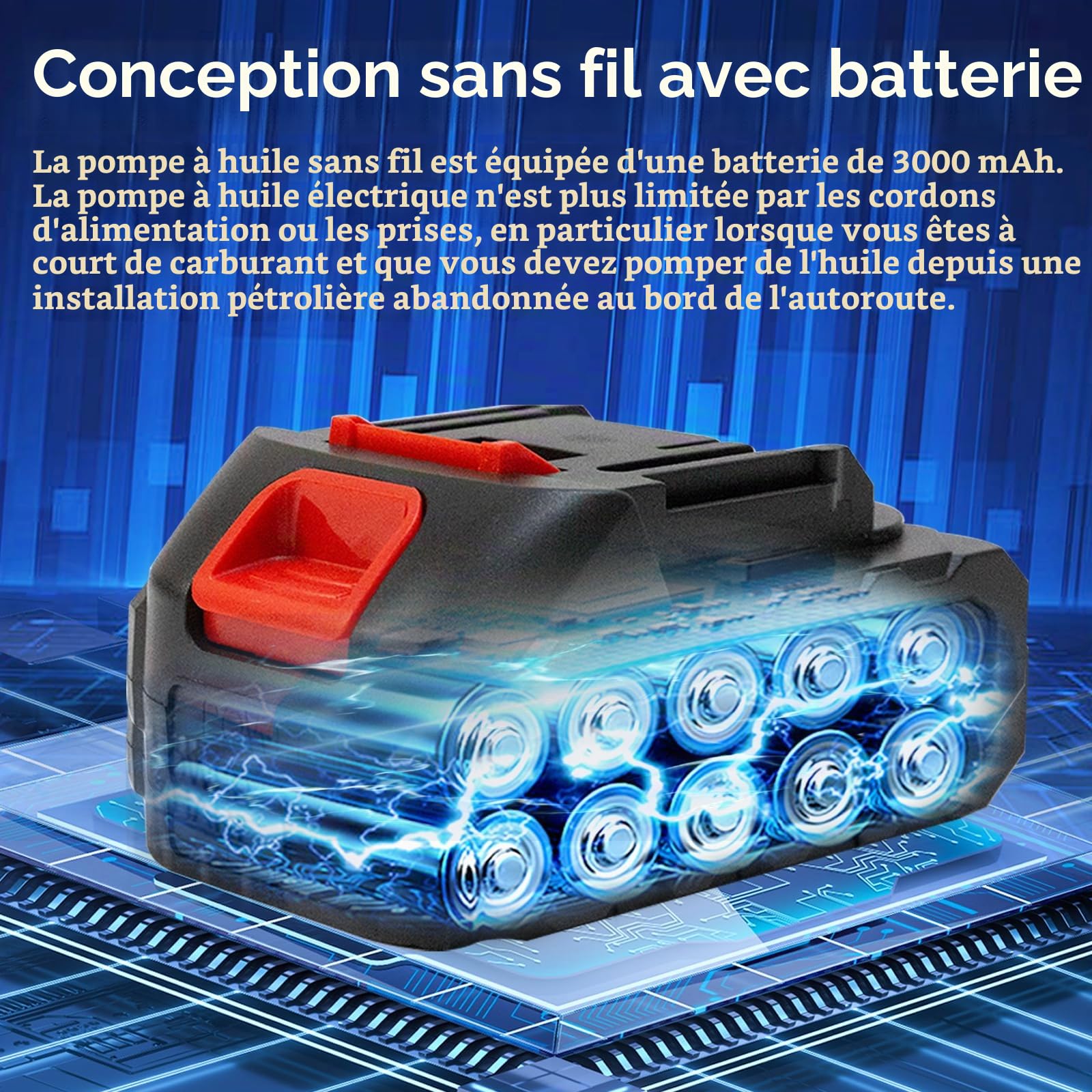Électrique Pompe à Diesel, Pompe à Huile Diesel, Pompe de Transfert Pompe Extracteur avec 3000mAH Lithium Battery, pour Diesel, Kérosène