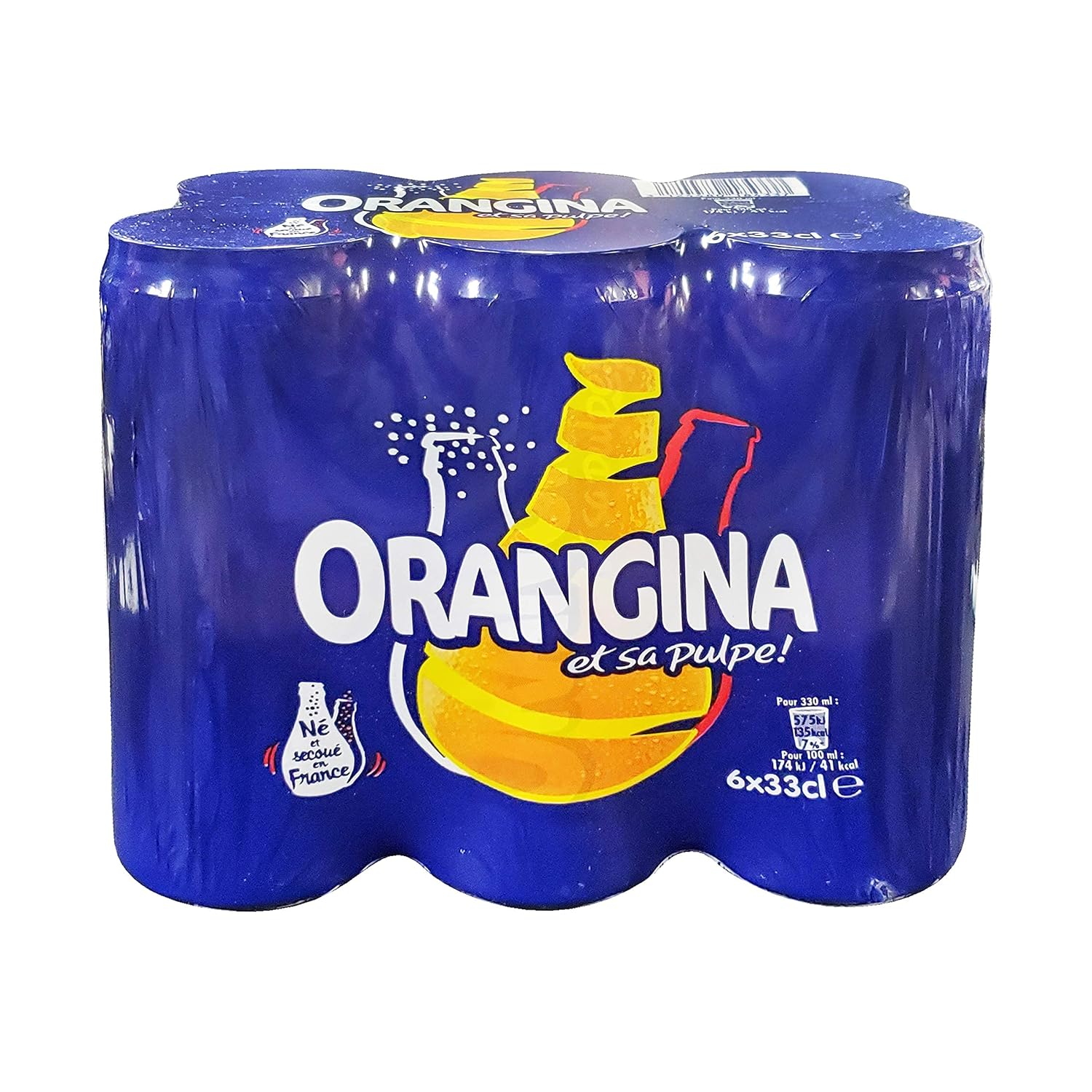 Orangina et sa Pulpe - French Imported Orange Pulp Soda Tall Cans (6 Pack, Total of 69oz)