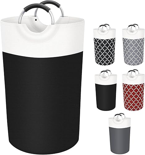 Cestas de lavandería 82L más grandes, impermeables, plegables, con asas de aluminio protegidas de espuma, para lavandería, dormitorio, familia