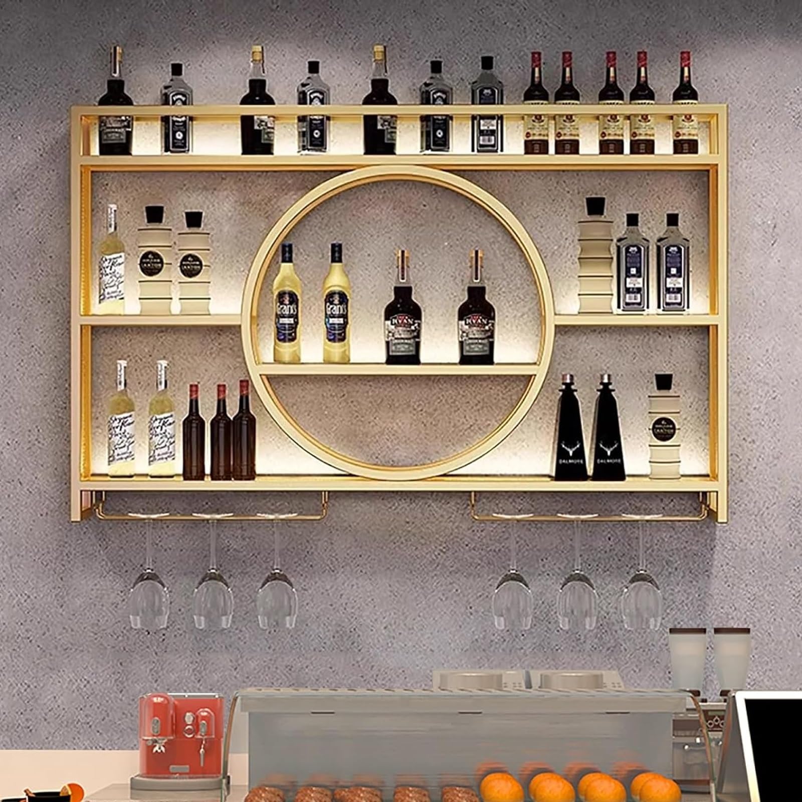 Casier à vin flottant cadeau idéal étagère murale à LED pour amateurs de spiritueux