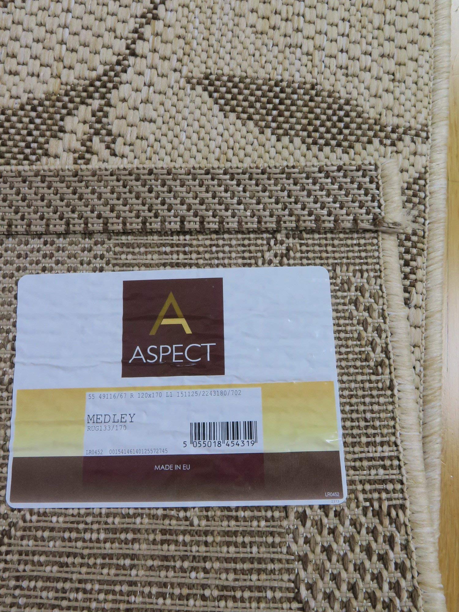 ASPECT 120 x 170 cm Polypropylene Medley-Leaf Flatweave Indoor/Outdoor Rug, Cream/Brown, 120x170cm - Image 3