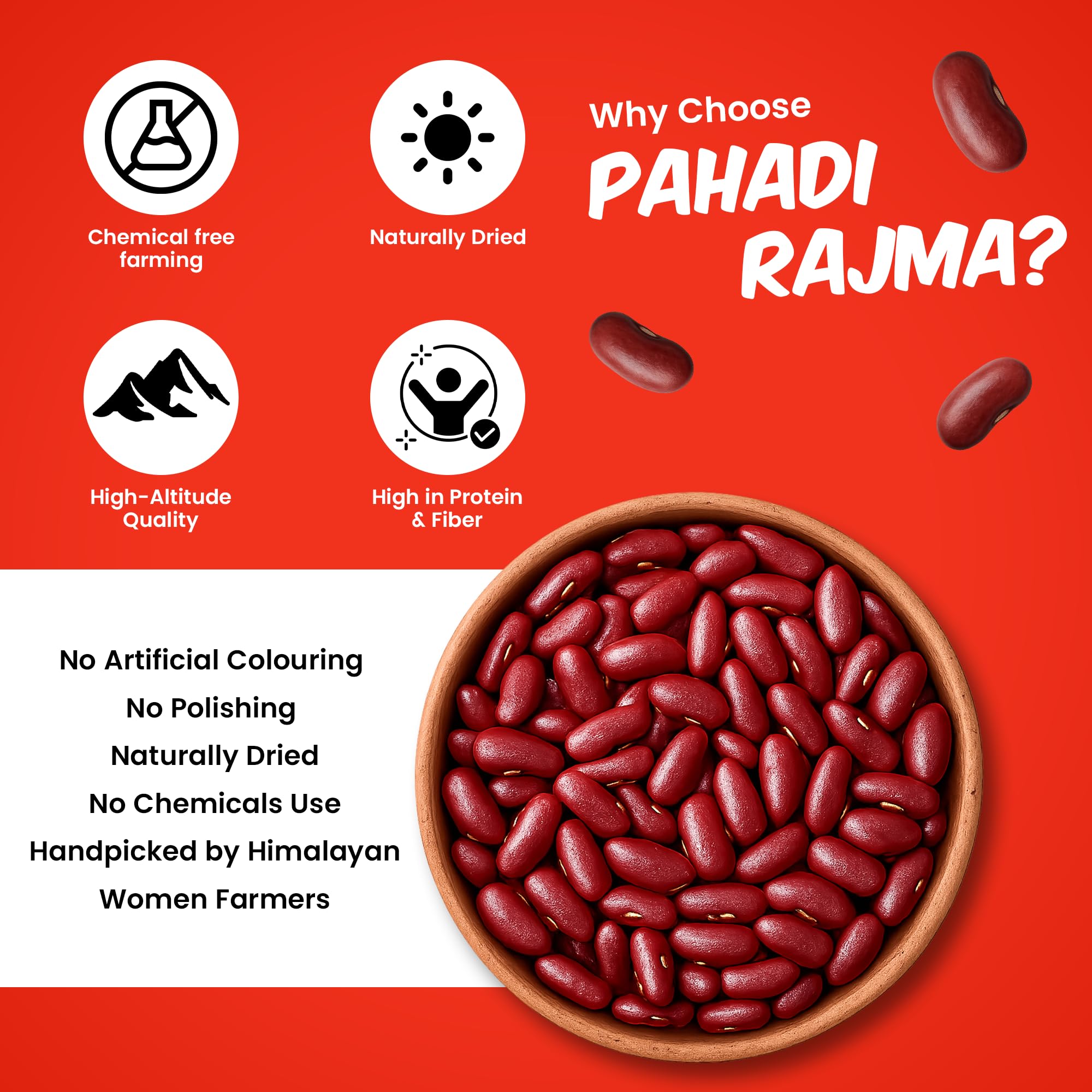 Namakwali Himalayan Munsiyari Rajma, White Kidney Beans from Uttarakhand, Unpolished, Quick Boiling and Creamy Texture, High Protein and Fibre, GI-Tagged, Natural and Chemical-Free, 400g | SharkTank India - Image 3 thumbnail